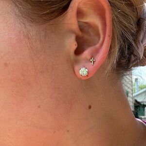 Micro cross gold earrings